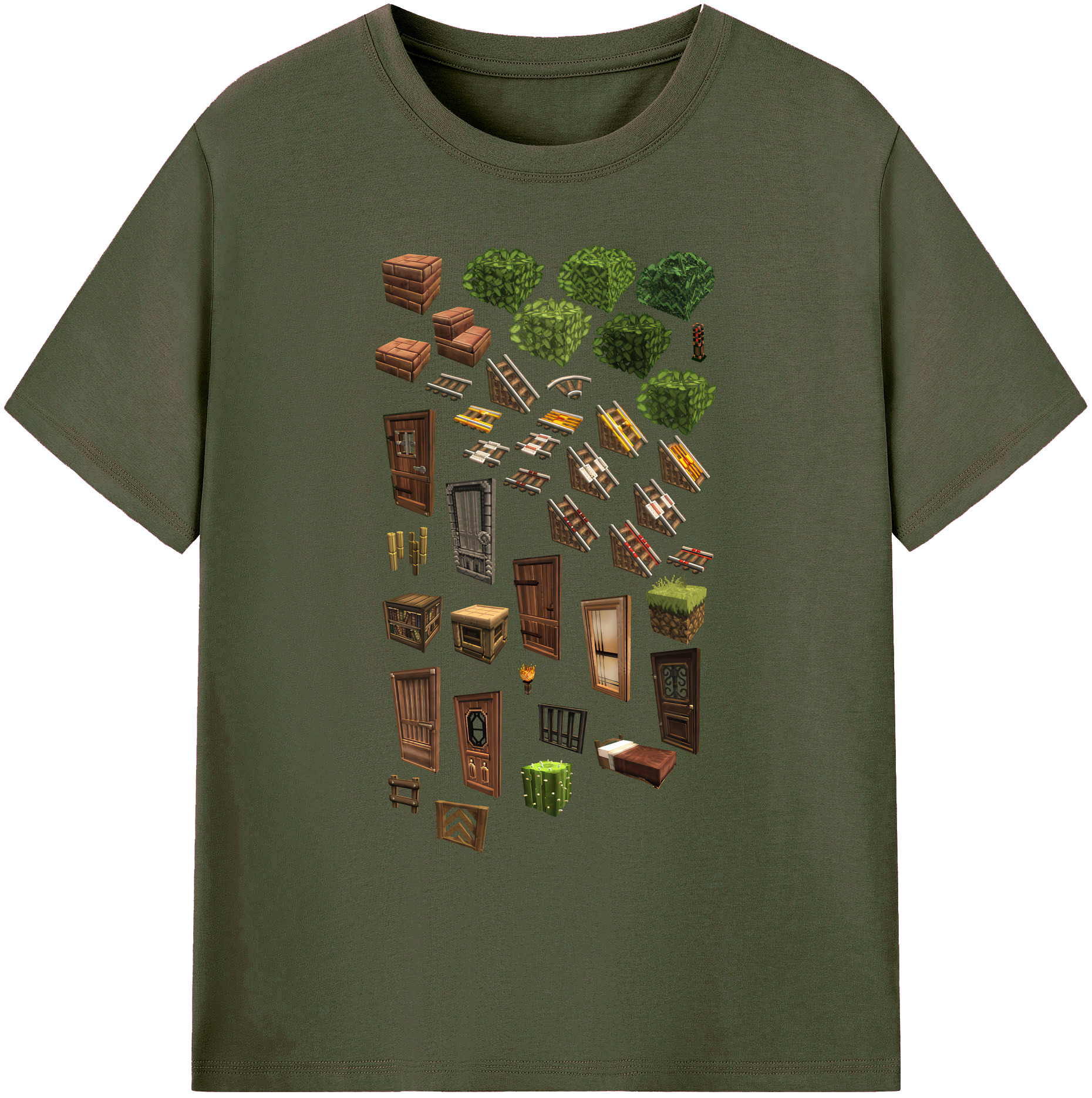 （画像用） マインクラフト ブロックの世界 Minecraft MC Block world 綿100％ メンズ半袖Tシャツ｜肌触りやわらか＆通気性